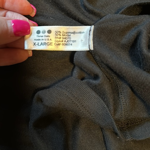 Three Dots xl deep vee neck sleeveless tee shirt black tie neck - Picture 6 of 8